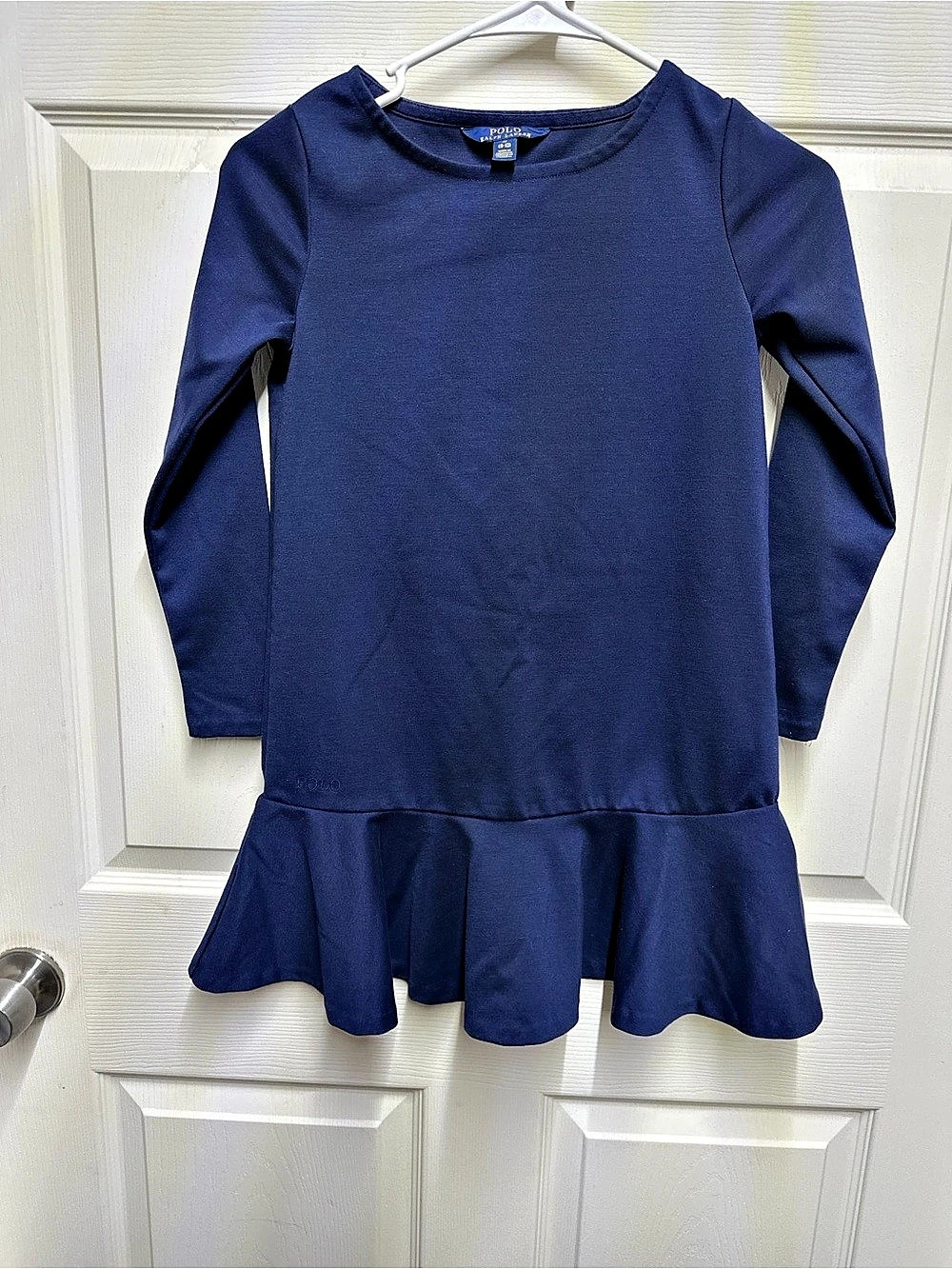 Polo Ralph Lauren Girls Long Sleeve Ruffle Dress Size Medium Like New